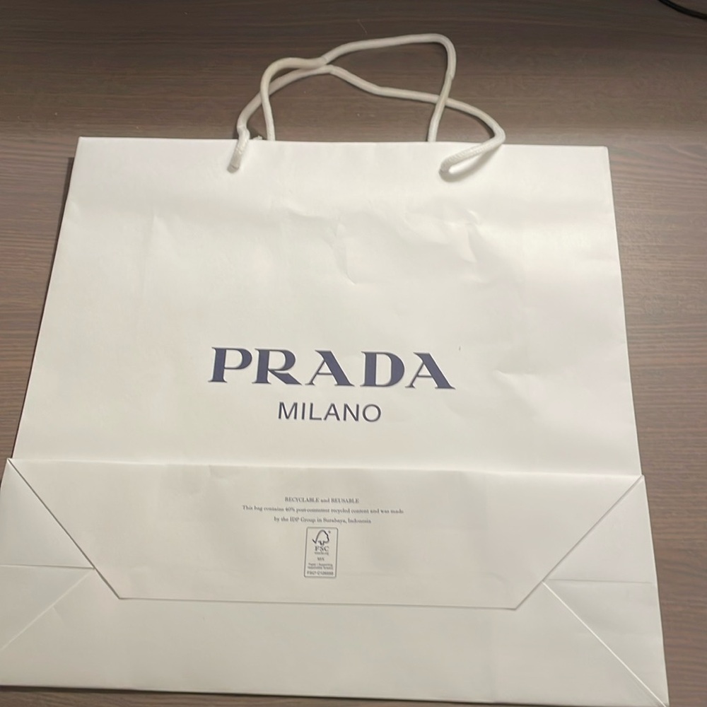 NEW Prada white gift bag approx. 14 inches x 14 inches.